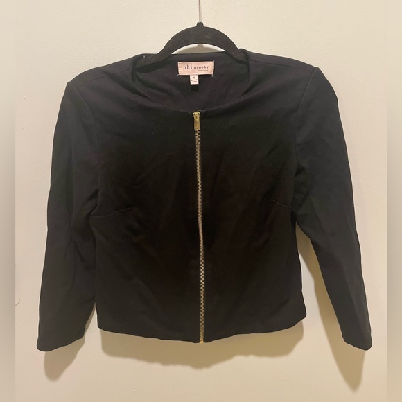 Philosophy Black Top Zipper Closure Jacket - Picture 2 of 7